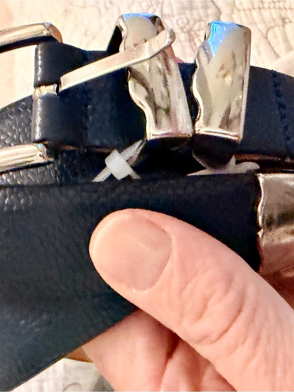 Navy Paul Fredrick Metal Tip Belt 40 Made in Italy